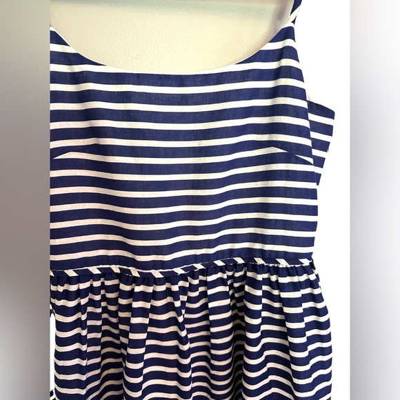 JCrew linen cotton blend blue/white striped gathered dress Size 4 - Picture 3 of 9